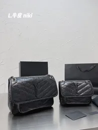 NIKI MEDIUM MEDIUM CHAIN VINTAGE CRINKLED LEATHER BAG Handbag Designer Leather Shoulder Crossbody Bags Women