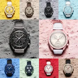 Relojes MoonWatch Moon Watch Mens Planeta biocerámico Función completa Quarz Chronographmission to Mercury 42 mm Nylon Luxury Limited Edition Wall Wristwatches K026#