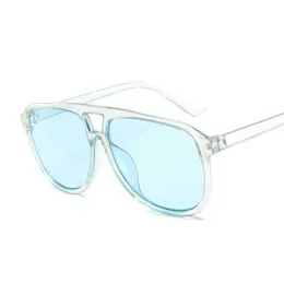 Óculos de sol piloto de verão Designer de marca de marca Transparent Shades Sun Glasses feminino cor fria UV400 Oculos de Sol Gafas 0207