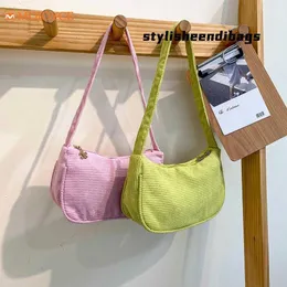 Shoulder Bags Fashion Women Corduroy Solid Color Underarm Bag Casual Shopper bag 2022's brand Autumn Winter designer Female Shoulder bag Bolsa 0209/23