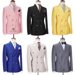 Abiti da uomo Blazer Cenne Des Graoom Uomo Giacche invernali Doppio petto TailorMade 2 pezzi Giacca con bottoni dorati Pantalone Costume da sposa Homme 230209