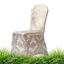 Stol täcker universal spandex täcker guld silver tryckt chiarcase bröllopsfest dekoration stretchstol för el bankett