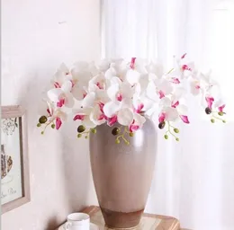 Flores decorativas 2pcs 7 cabeças pequenas phalaenopsis artificial para casas decoração de sala de estar vasos de flores decoração orquídeas adereços de pografia