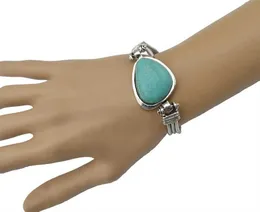 Bağlantı Zinciri Tibet Vintage Büyük Yeşil Taş Turquoises Bilezik Kadın Erkekler Bohem Çingene Türk Kabilesi Hint Etnik Bilezikler Bangles Takı G230208