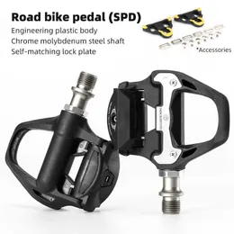 Cykelpedaler Rockbros cykelpedaler Självlås SPD Look Bike Pedals Aliuminum Nylon Sealed Bearing Road Cycling Pedals Ultralight Bike Pedal 0208