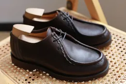 British Style Genuine Leather Mens Derby Shoes Fashion Lace up Male Office Shoe Vintage Flats