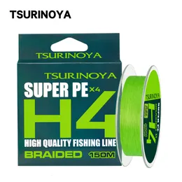 Braid Line Tsurinoya 4 Weaves Pe Fishing Line H4 48lb 150m Game Game Trout لعبة طويلة