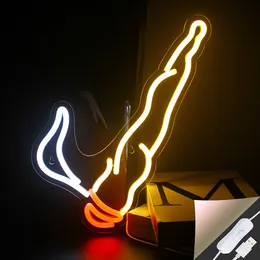 Dekorativa föremål Figurer Wangxing Rökning Cool Neon Ledpersonal Gift Indoor Art Hanging Decorations for Festive Party Room Bar Restaurant Decoration 230111