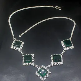 Zincirler Hermosa Takı Şaşırtıcı güneşli yeşil topaz parlak gümüş renkli zincir kolye kadınlar için hediye 36cm 20235176 zincir
