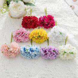 زهور الزهور الزهور أكاليل 6pcs باقة الاصطناعية واقعية واحدة الجذعية الحرير الحرير الزفاف حفلة عيد الميلاد ديكور هدايا DIY