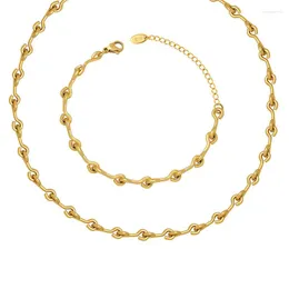 Chains Amaiyllis 18K Gold Light Luxury Hook Clasp Necklace Bracelet Jewelry Set Niche Hip Hop Punk Heavy Industry