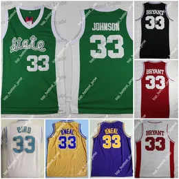 Michigan Johnson 33 Shaquille Oneal Basketball Jersey Indiana State Sycamores 33 Larry Bird Lower Merion High School White Red Black Mens Jerseys