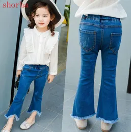 Pantaloni per bambini dei jeans 2023 Spring e autunno coreano Nappel flare bambino elasticità