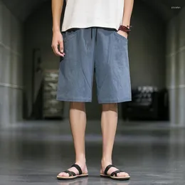 Männer Shorts MrGB 2023 Sommer Baumwolle Leinen Capris Männer Chinesischen Stil Breites Bein Übergroße Männliche Kurze Hosen Vintage Casual knie Länge