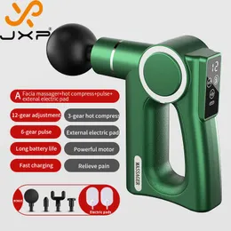 JXP Pulso de aquecimento LCD Carregador de alta frequência Profesional Gun Electric Tissate Massager Músculo portátil 0209