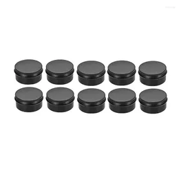 Garrafas de armazenamento 10packs frascos vazios parafuso de alumínio preto latas de aço de aço de metal superior recipientes cosméticos