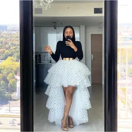 Skirts Hihgh Low Polka Dot Tulle For Women Tiered Long Birthday Skirt Po Shoot High Waist Yong Girls Party Gown