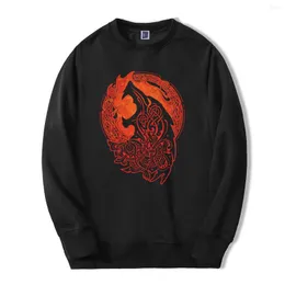 Men's Hoodies Autumn Winter Arrival Fenrir Men Hip Hop Casual Tracksuit Norse Mythology Print Sweatshirt 2023 Fashion