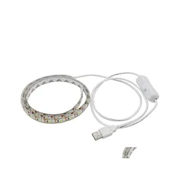 Strisce a LED USB 5V Strip 5050 TV Luce di sfondo 60leds / m Bianco caldo / con interruttore Set Drop Delivery Holiday DHB43