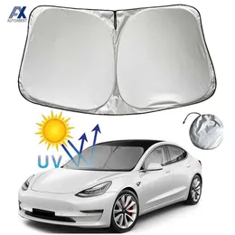 لـ Tesla Model 3 Y X S Car الأمامي الزجاج الأمامي واقي من الشمس نافذة واقية من أشعة الشمس Sun Sun Blocks أشعة UV حماية Parasol Cooche