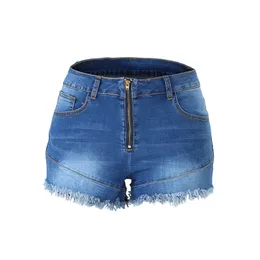 Sommer-Jeans, urban, lässig, gerade Hose, Damen-Shorts mit Fransen, D6075