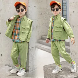 Kleidung Sets Top und Springautumn Baby Boy Anzug Jacke Hemdhose 3pcs formelle Kinderkleidung Set Overalls 3 4 5 6 7 9y