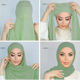 Etniska kläder musilm kvinnor chiffong hijab halsduk med tröja underscarf cap islam inre huvudduk stretch cover headwrap turbante