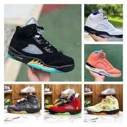 2023 Aqua Pattern Basketball Shoes Racing Crimson Jumpman 5 5S Casual Shoes Mens Sports Shoes High Quality Bull Oreo Mandarin Duck White Blue Purple Grape