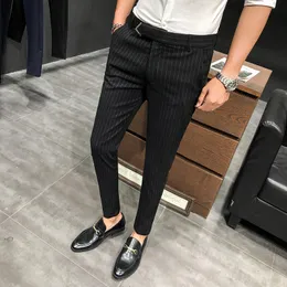 Мужские брюки в британском стиле костюм Man Stripe Men Designer Gentlemen Business Casual Work Bunders 2836 230209