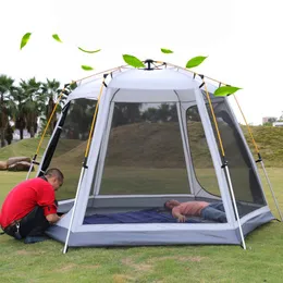 Палатки и укрытия Self-Self Автоматическая на открытом воздухе в кемпинге против UP Гексагональный алюминиевый столб Большая палатка 4-6 человек
