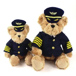 Plush Dolls 26 32cm High Quality Cute Pilot Teddy Bear Toy Captain Kawaii Baby Soft Stuffed Birthday Gift Kids 230208