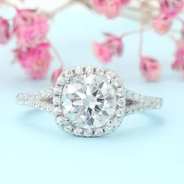 クラスターリングveryins gra認定スターリングシルバーS925センター1.5ct moissanite婚約指輪