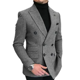 Mens ternos Blazers formal Borgonha Red Gray Lapela Tux Men Slim Fit Coat Jaqueta personalizada para Wendding Party Woolen Ploth 230209