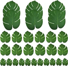 Decoração de festa folhas de palmeira monstera-30pcs 3 tamanhos plantas folhas falsas plantas folhas artificiais da selva verde-verde safari havaiano