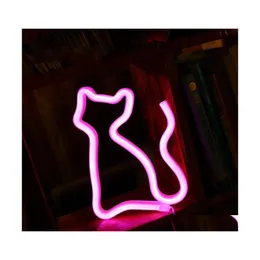 أضواء ليلية Brelong LED Neon Letter Modeling Cat Christmas Bar Room Decoration Light White / Pink 1 PC Drop Drop Lighting Indoor Dhe6t