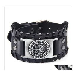 Bangle Atmosphere Compass Compass Bracelet المجوهرات الواسعة الجلدية القراصنة القراصنة تآكل أساور الملحقات Drop Deliv DHWCP