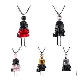 Colares pendentes Rhinestone ador￡vel vestido su￩ter de boneca j￳ias de j￳ias de j￳ias longa entrega de gotas de pingentes dhdxg