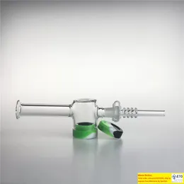 Nuovo kit per collettore di nettare in vetro da 10 mm 14 mm con contenitore in silicone da 10 ml Reclaimer Keck Clip Collettore di nector con punta al quarzo