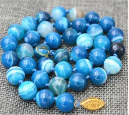 Cadeias Art 10mm Deco Blue Bead Colar 18 "36"