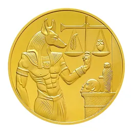 Arts and Crafts Gold Plated Egypt Death Protector Anubis Coin Copy Coins Egyptian God Of Death Commemorative Coins Collection Gift