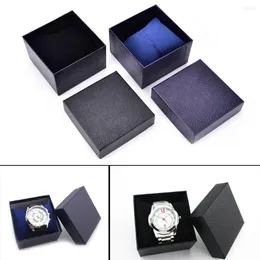 Bolsas de jóias 1pc Black/Blue PU Leather Watch Caixas de embalagem com travesseiros presentes de papel dentro sem