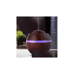 Aromatherapy Air Humidifier 500ml New Trasonic Aroma Diffuser With Wood Grain 7 색상 변경 LED 야간 조명 안개 Make DROP DELIVE DHZNL