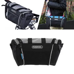 ROSWHEEL 5L Road Mountain Bike Handlebar Bag Bicycle Front Tube Pocket Shoulder Bag Pack Outdoor Sports Cycling Hiking Bag MX20071278d