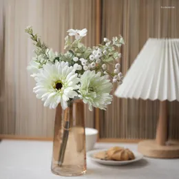 Dekorativa blommor vit falsk himmel stjärna högkvalitativ gerbera daisy kombination bukett konstgjord blomma lång familje bröllop dekoration