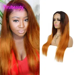 Capelli umani brasiliani Parrucca anteriore in pizzo 13X4 1B / 4/30 Colore ombre Parrucche seriche diritte peruviane indiane Colore a tre toni 150% 180% 210% Densità