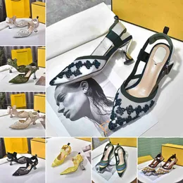 Печатные сетки каблуки женские заостренные сандалии на высоких каблуках туфли на каблуках заостренные модные женские одежды для обуви классические вышитые ленты плоские сандалии с носовыми сандалиями Slingbacks