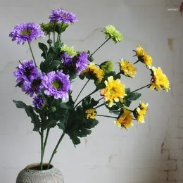 Dekorativa blommor kransar lång stam japansk higashino krysantemum silke konstgjord fall hem trädgård dekoration flores falska växter1