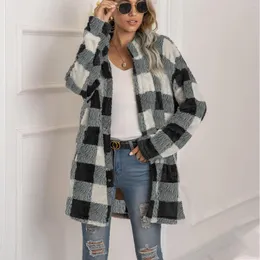 Women's Jackets Aubergine Vest Womens Fleece Full Zip Women Casual Plaid Print Long Sleeve Warm For