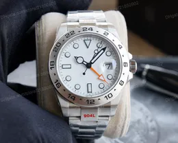 Relógio masculino Explorer II Man, relógios masculinos mecânicos, movimento automático, pulseira de borracha, 42MM com Asia 2813 modificado, Explorer, mostrador branco, relógio masculino preto