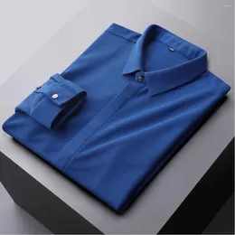 Chemises décontractées pour hommes fin haute chemise en coton mercerisé à manches longues affaires pour hommes 2023 printemps et automne tendance haut de luxe coréen